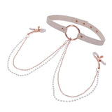 Buy Sex & Mischief Peaches n CreaMe Collar with Nipple Clamps - Peach Nipple Restraints – Naughtyhut NZ sex toys online. Discreet delivery & top brands.