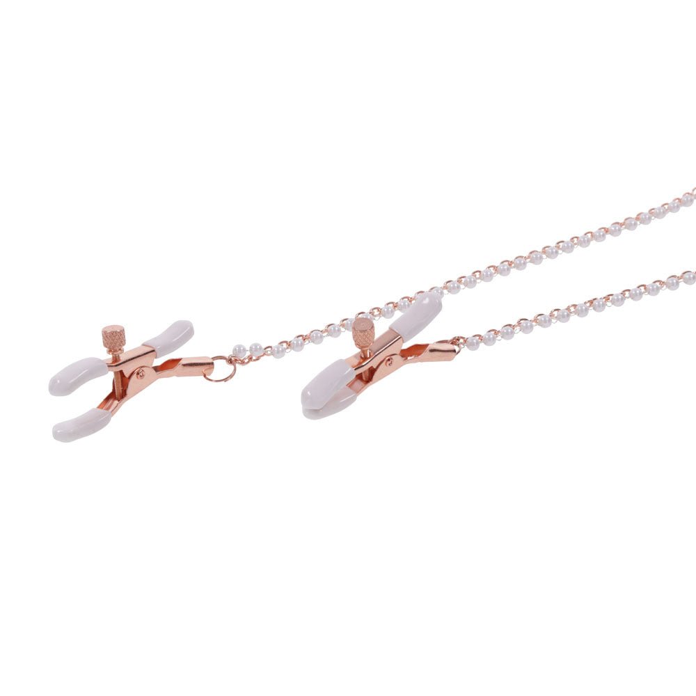 Buy Sex & Mischief Peaches n CreaMe Collar with Nipple Clamps - Peach Nipple Restraints – Naughtyhut NZ sex toys online. Discreet delivery & top brands.