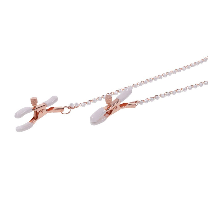 Sex & Mischief Peaches n CreaMe Collar with Nipple Clamps - Peach Nipple Restraints – Sex toys NZ by Naughtyhut. Discreet delivery nationwide.