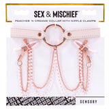 Buy Sex & Mischief Peaches n CreaMe Collar with Nipple Clamps - Peach Nipple Restraints – Naughtyhut NZ sex toys online. Discreet delivery & top brands.