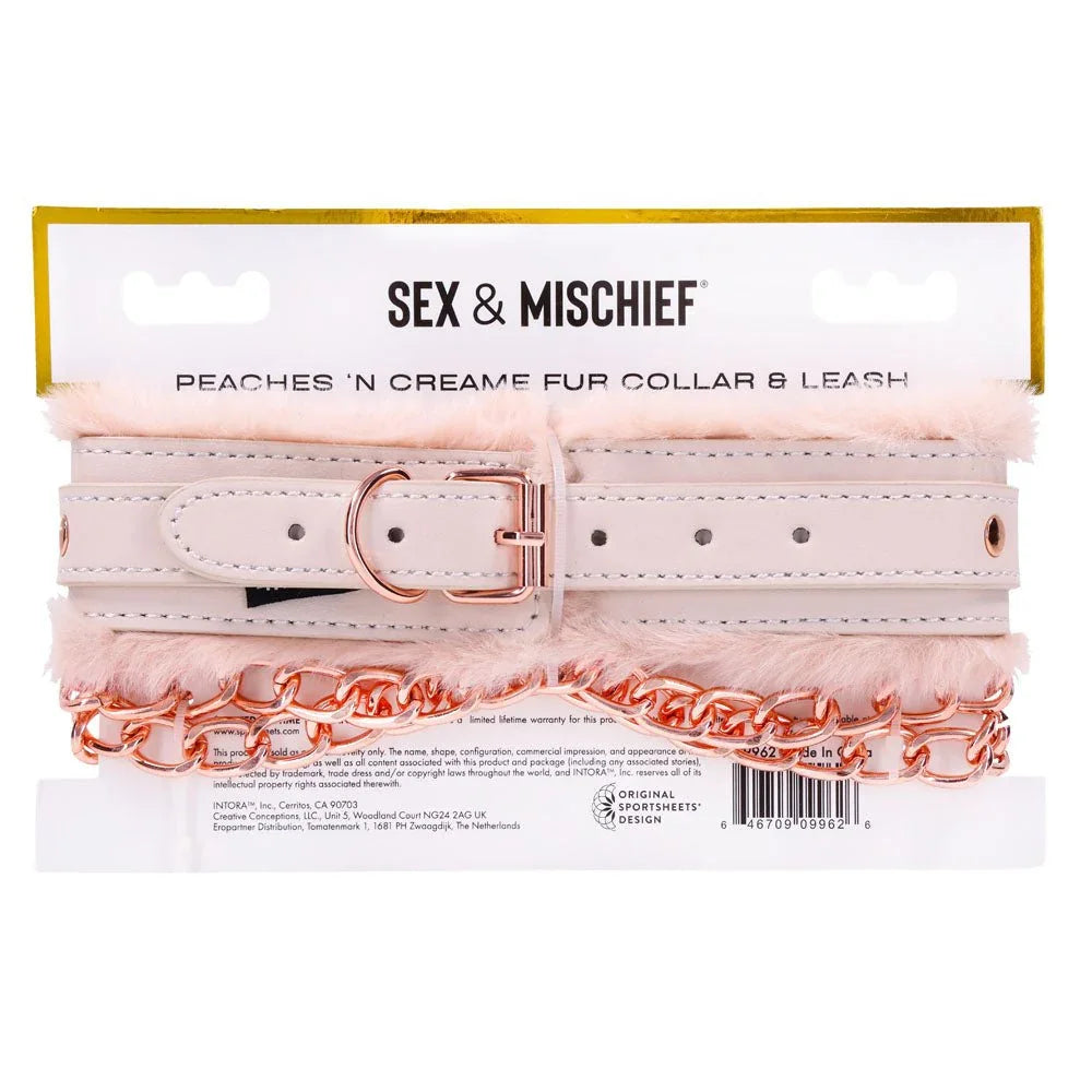 Back of the Peaches 'n Creame Fur Collar & Leash card with the buckle and D-ring