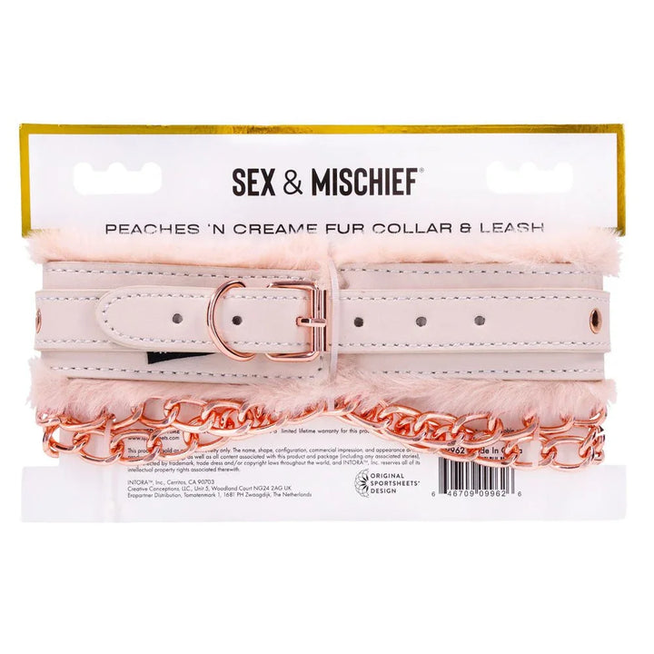 Back of the Peaches 'n Creame Fur Collar & Leash card with the buckle and D-ring