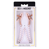 Buy Sex & Mischief Peaches n CreaMe Pearl Nipple Clamps - Peach Nipple Restraints – Naughtyhut NZ sex toys online. Discreet delivery & top brands.