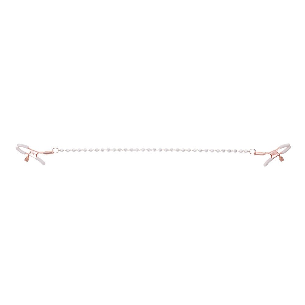 Buy Sex & Mischief Peaches n CreaMe Pearl Nipple Clamps - Peach Nipple Restraints – Naughtyhut NZ sex toys online. Discreet delivery & top brands.