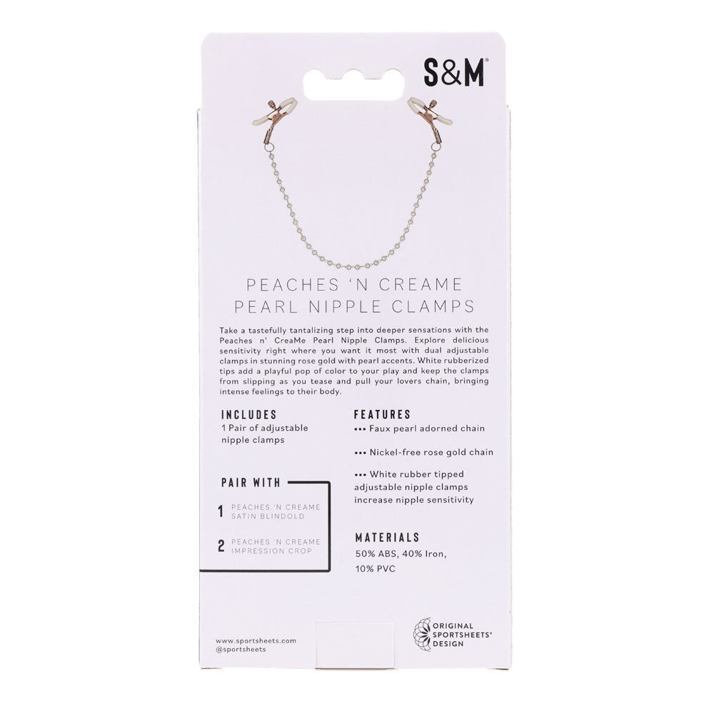 Buy Sex & Mischief Peaches n CreaMe Pearl Nipple Clamps - Peach Nipple Restraints – Naughtyhut NZ sex toys online. Discreet delivery & top brands.