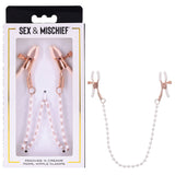 Buy Sex & Mischief Peaches n CreaMe Pearl Nipple Clamps - Peach Nipple Restraints – Naughtyhut NZ sex toys online. Discreet delivery & top brands.