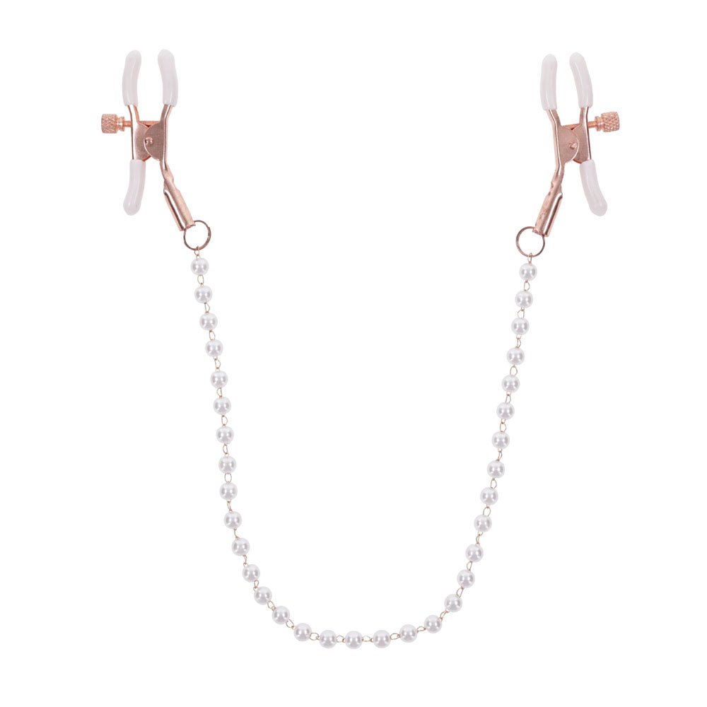 Buy Sex & Mischief Peaches n CreaMe Pearl Nipple Clamps - Peach Nipple Restraints – Naughtyhut NZ sex toys online. Discreet delivery & top brands.
