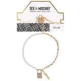 Buy Sex & Mischief Pearl Day Collar - Pearl/Gold Necklace – Naughtyhut NZ sex toys online. Discreet delivery & top brands.