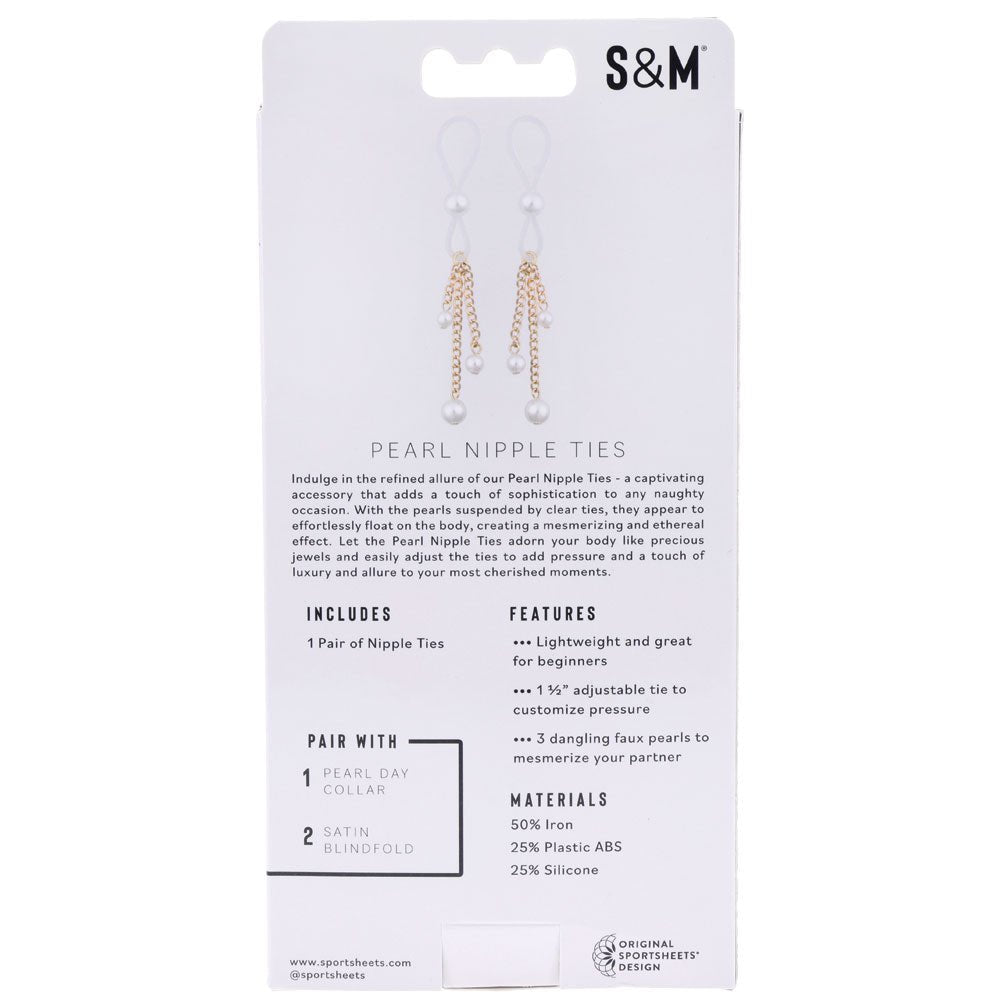 Buy Sex & Mischief Pearl Nipple Ties - Gold/Pearl Nipple Restraints - Set of 2 – Naughtyhut NZ sex toys online. Discreet delivery & top brands.