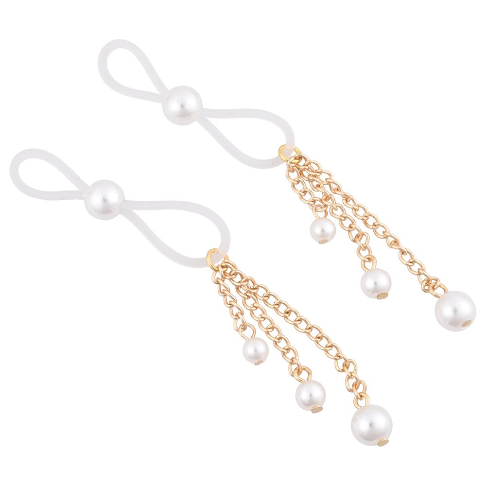 Buy Sex & Mischief Pearl Nipple Ties - Gold/Pearl Nipple Restraints - Set of 2 – Naughtyhut NZ sex toys online. Discreet delivery & top brands.