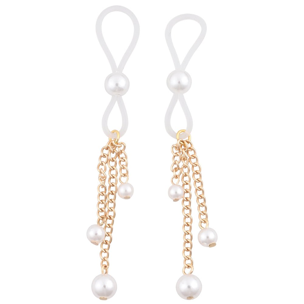 Buy Sex & Mischief Pearl Nipple Ties - Gold/Pearl Nipple Restraints - Set of 2 – Naughtyhut NZ sex toys online. Discreet delivery & top brands.