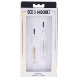 Buy Sex & Mischief Pearl Nipple Ties - Gold/Pearl Nipple Restraints - Set of 2 – Naughtyhut NZ sex toys online. Discreet delivery & top brands.