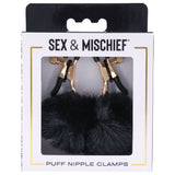 Buy Sex & Mischief Puff Nipple Clamps - Black/Gold Nipple Clamps - Set of 2 – Naughtyhut NZ sex toys online. Discreet delivery & top brands.