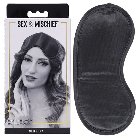 Buy Sex & Mischief Satin Blindfold Black - Black Blindfold – Naughtyhut NZ sex toys online. Discreet delivery & top brands.