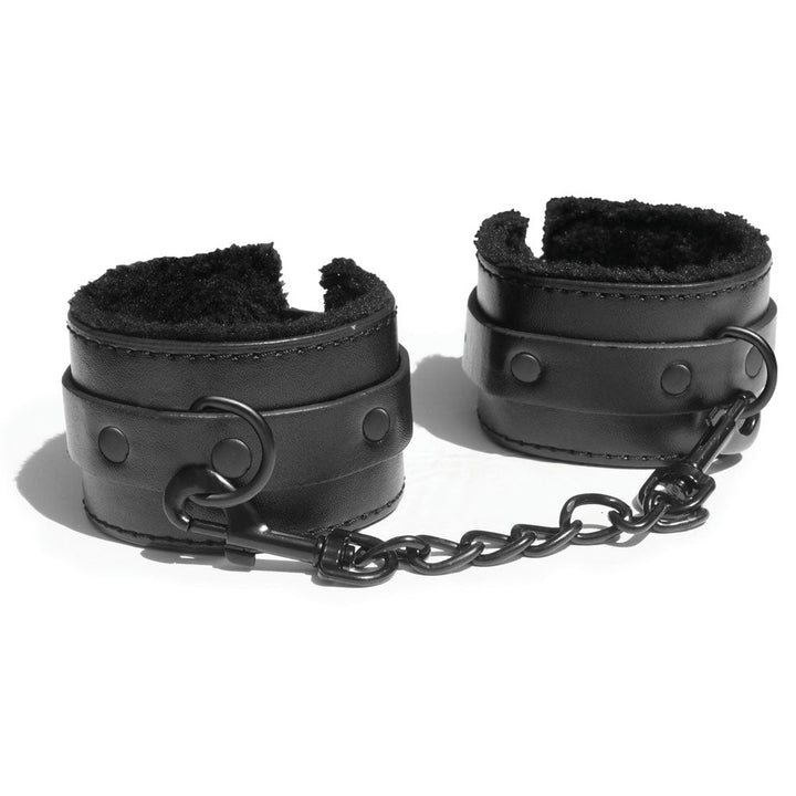 Sex & Mischief Shadow Fur Handcuffs - Black Comfortable Restraints – Sex toys NZ by Naughtyhut. Discreet delivery nationwide.