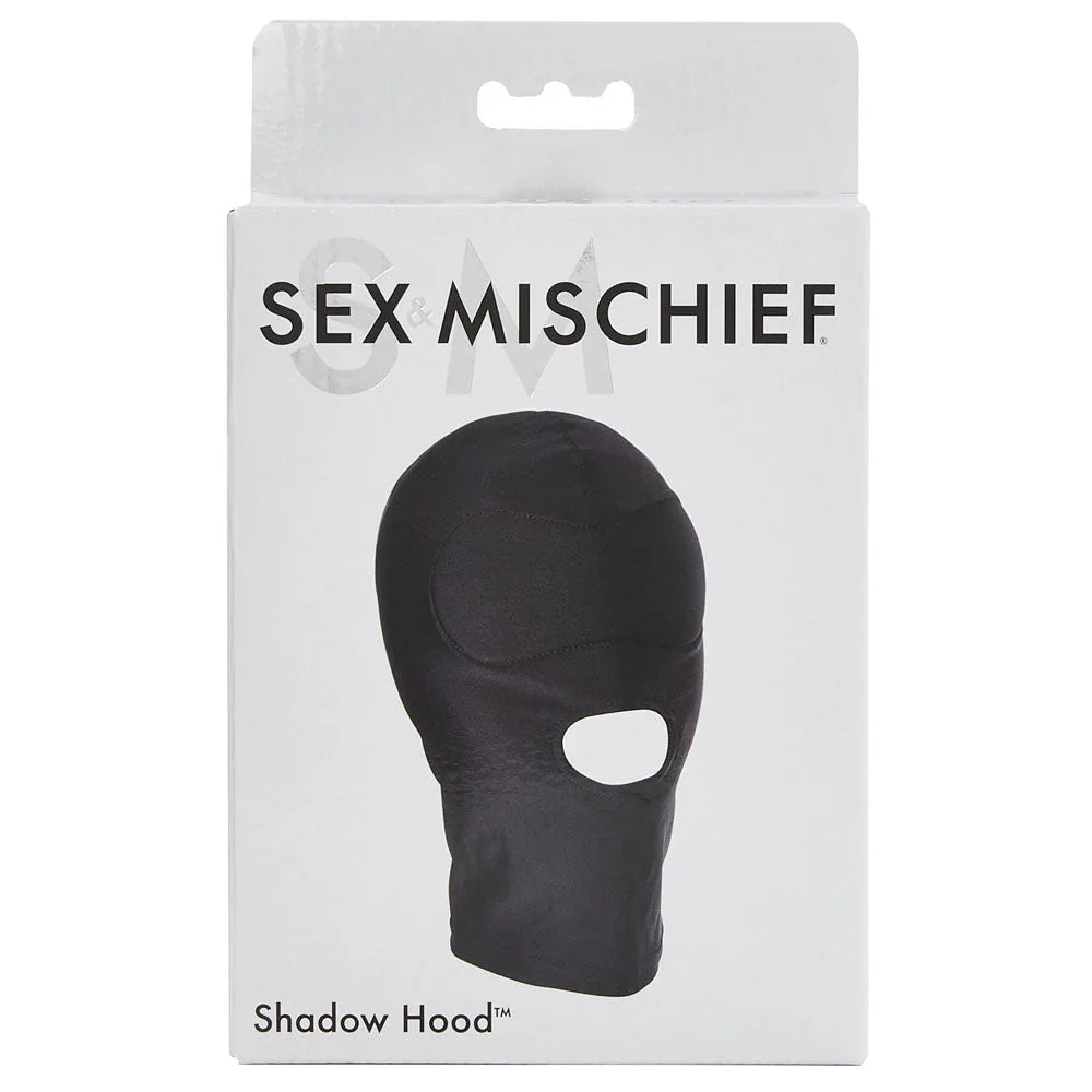 Sex & Mischief Shadow Hood - Black Hood with Mouth Opening – Sex toys NZ by Naughtyhut. Discreet delivery nationwide.