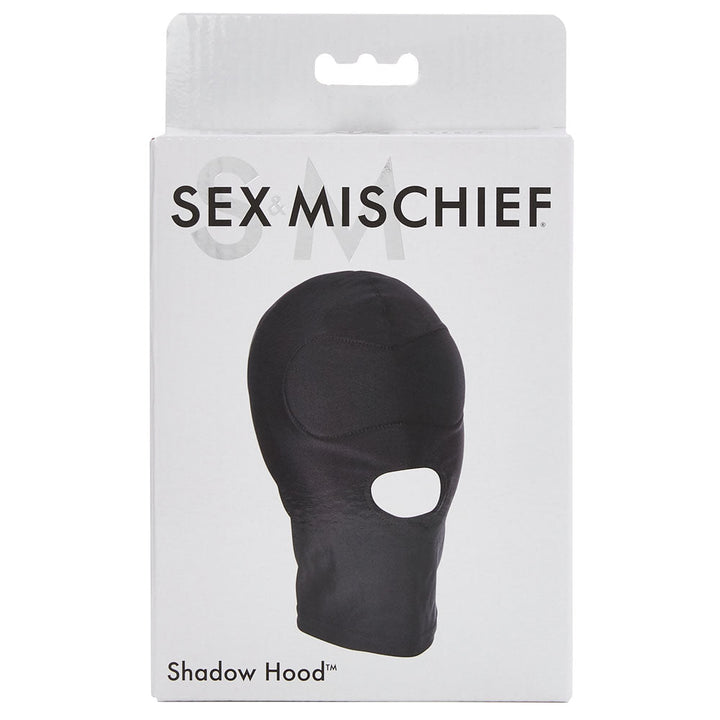 Sex & Mischief Shadow Hood - Black Hood with Mouth Opening – Sex toys NZ by Naughtyhut. Discreet delivery nationwide.