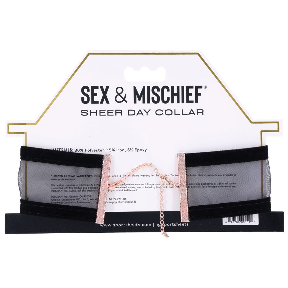 Sex & Mischief Sheer Day Collar - Black Collar – Sex toys NZ by Naughtyhut. Discreet delivery nationwide.