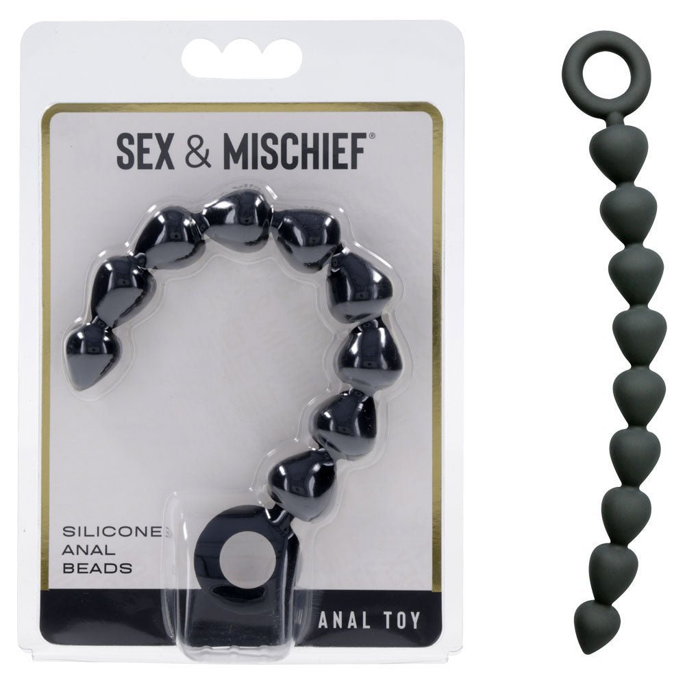 Sex & Mischief Silicone Anal Beads - Black - Black 22.9 cm Anal Beads – Sex toys NZ by Naughtyhut. Discreet delivery nationwide.