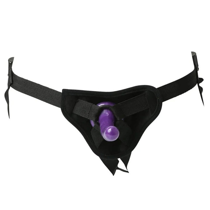 Sex & Mischief Strap - On & Silicone Dildo Kit - Black/Purple Adjustable Strap - On – Sex toys NZ by Naughtyhut. Discreet delivery nationwide.