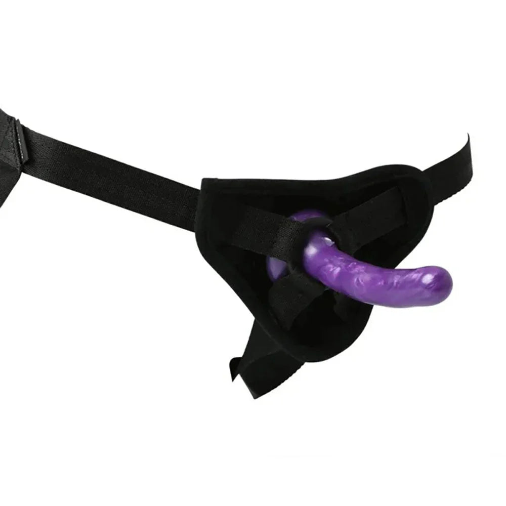 Sex & Mischief Strap - On & Silicone Dildo Kit - Black/Purple Adjustable Strap - On – Sex toys NZ by Naughtyhut. Discreet delivery nationwide.