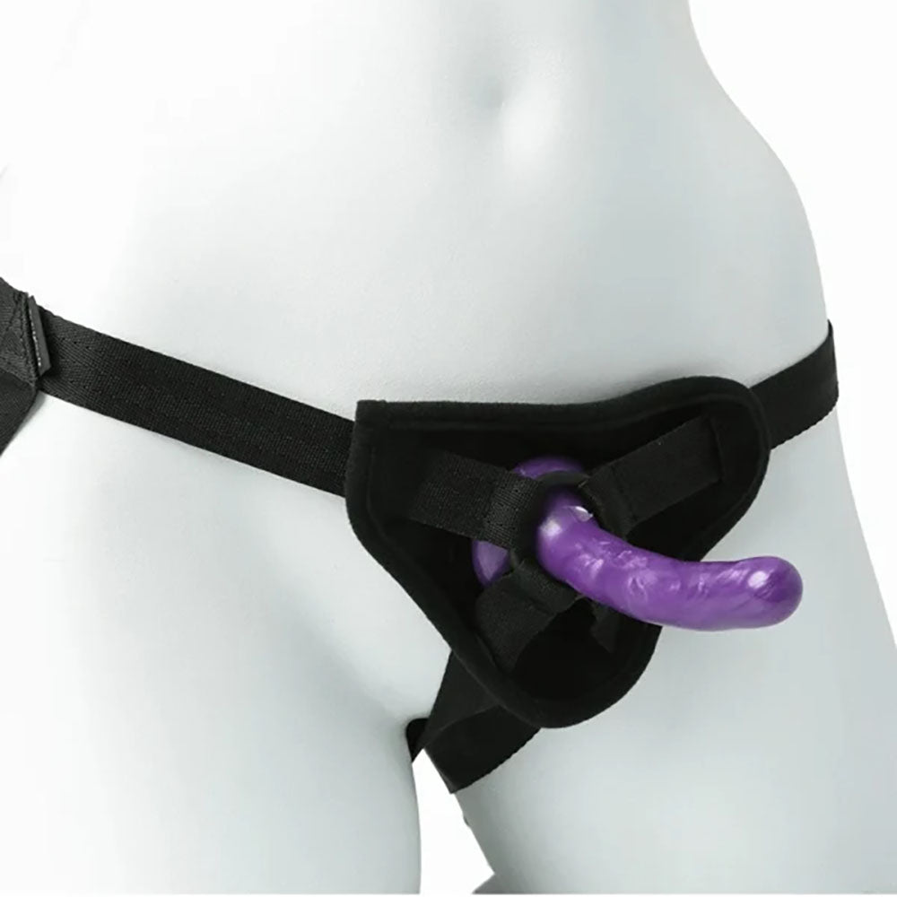Sex & Mischief Strap - On & Silicone Dildo Kit - Black/Purple Adjustable Strap - On – Sex toys NZ by Naughtyhut. Discreet delivery nationwide.
