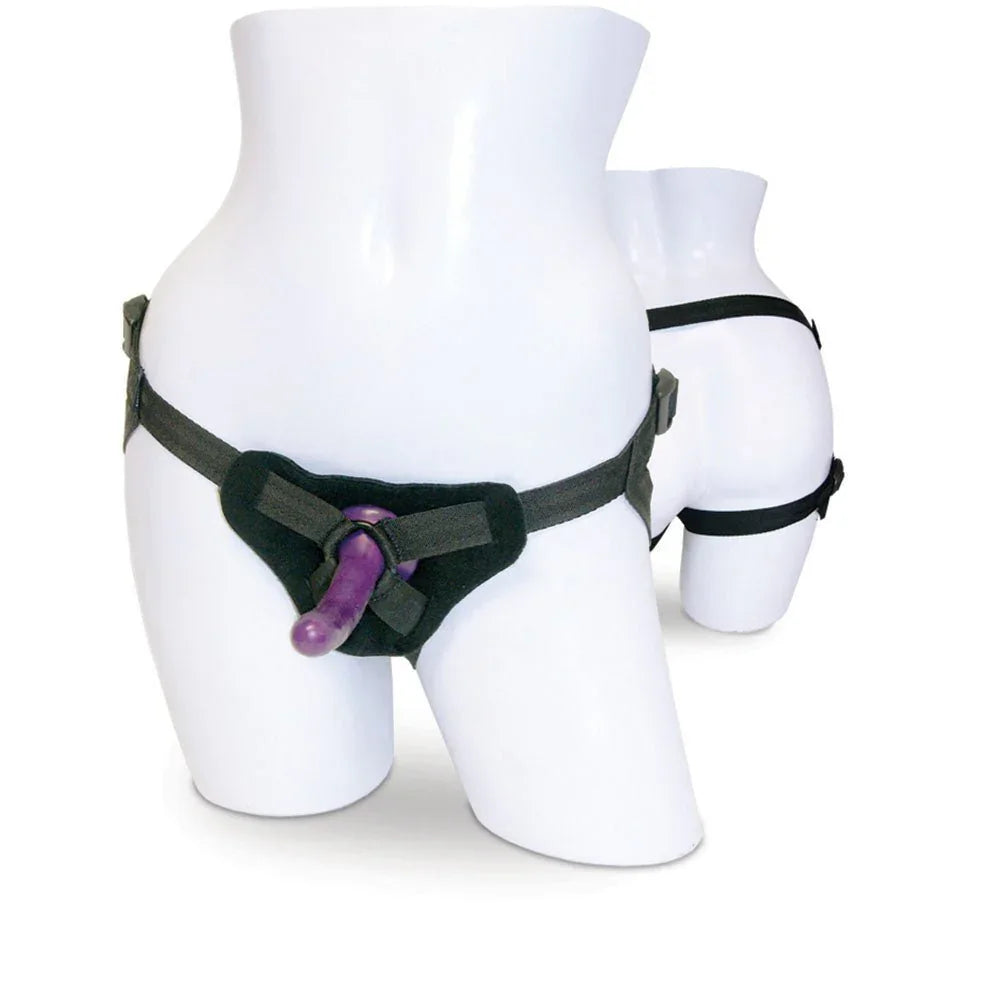 Sex & Mischief Strap - On & Silicone Dildo Kit - Black/Purple Adjustable Strap - On – Sex toys NZ by Naughtyhut. Discreet delivery nationwide.