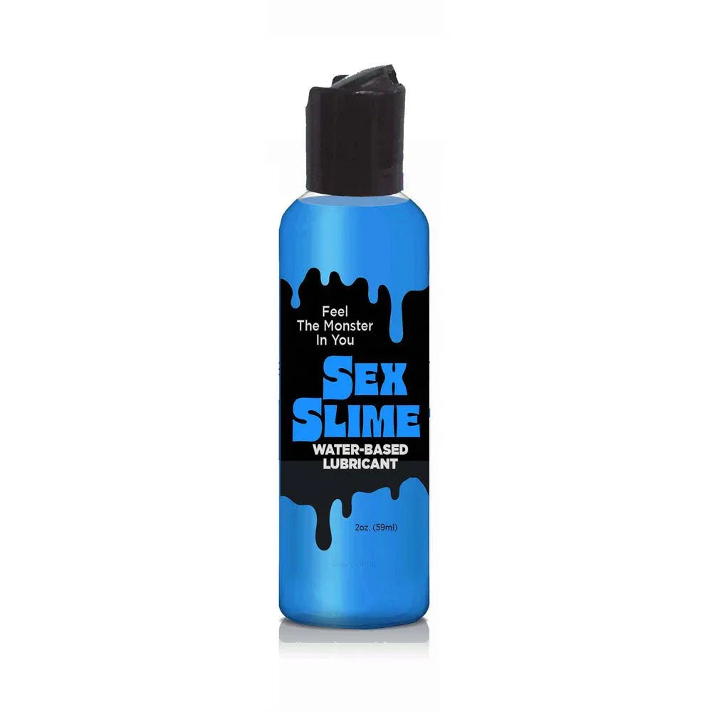 Sex Slime water-based lubricant in Blue, bright 60 ml bottle with a black flip cap