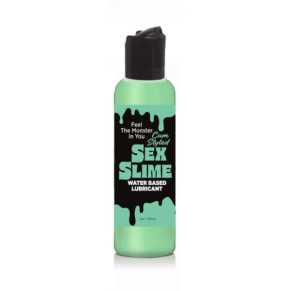 Sex Slime cum-style lubricant in Green, pastel 60 ml bottle with a black flip cap