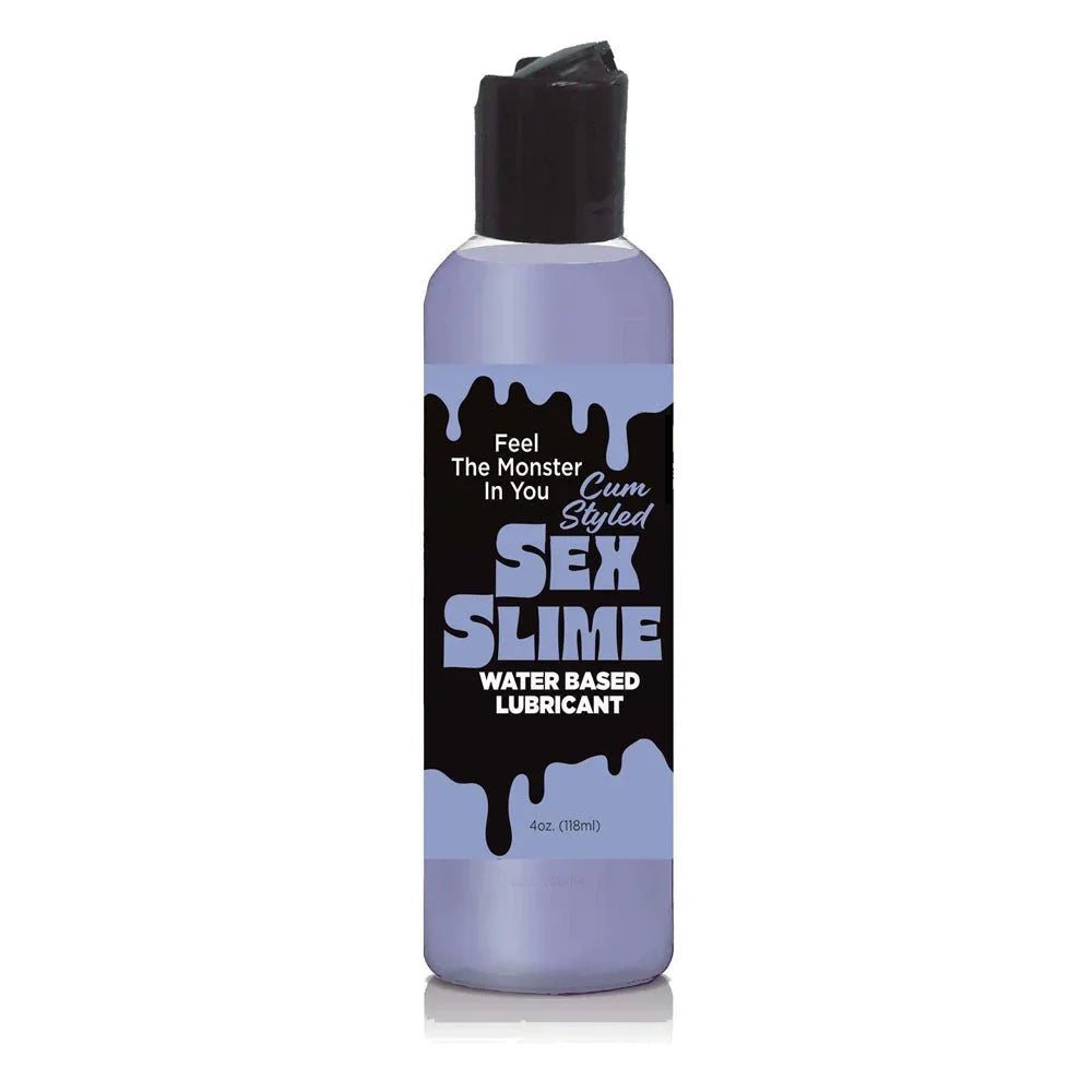 Sex Slime cum-style lubricant in Purple, pastel 120 ml bottle with a black flip cap