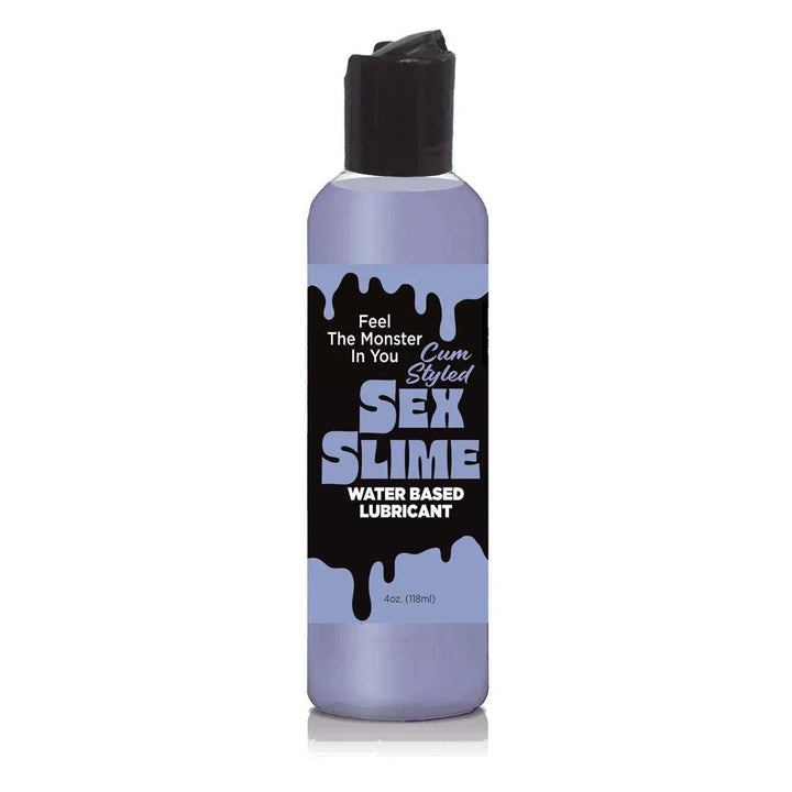 Sex Slime cum-style lubricant in Purple, pastel 120 ml bottle with a black flip cap