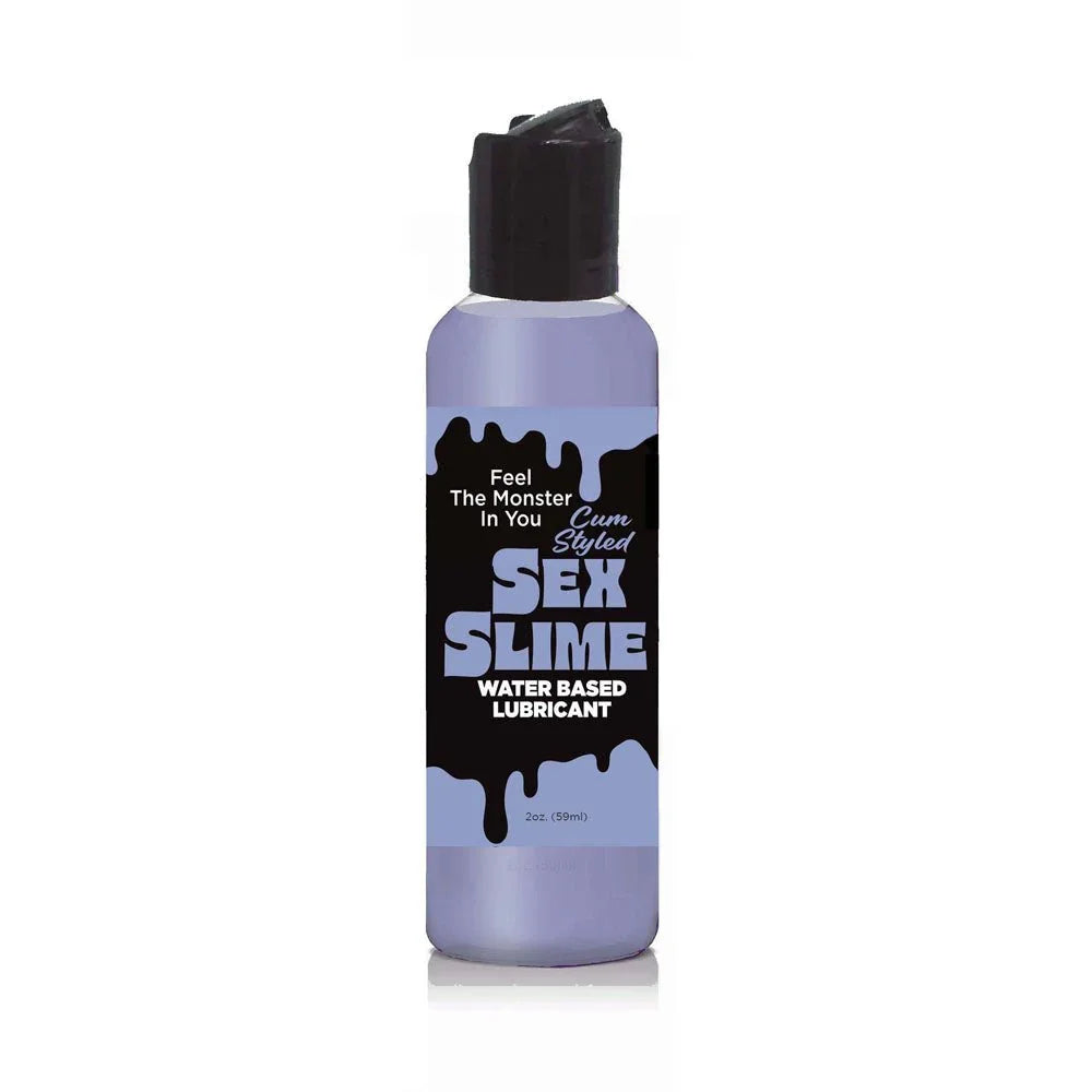 Sex Slime cum-style lubricant in Purple, pastel 60 ml bottle with a black flip cap