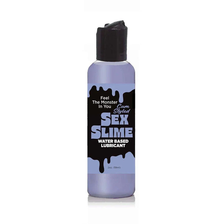 Sex Slime cum-style lubricant in Purple, pastel 60 ml bottle with a black flip cap