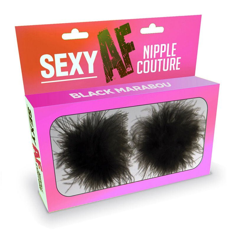 Sexy AF - Nipple Couture Black Marabou - Black Marabou Reuseable Nipple Pasties – Sex toys NZ by Naughtyhut. Discreet delivery nationwide.
