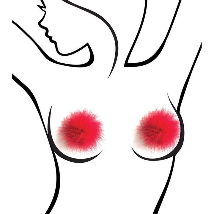 Sexy AF - Nipple Couture Red Marabou - Red Marabou Reuseable Nipple Pasties – Sex toys NZ by Naughtyhut. Discreet delivery nationwide.