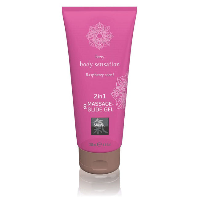 Buy SHIATSU 2in1 Massage & Glide Gel - Raspberry Scented - 200 ml – Naughtyhut NZ sex toys online. Discreet delivery & top brands.