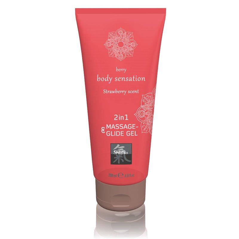 Buy SHIATSU 2in1 Massage & Glide Gel - Strawberry Scented - 200 ml – Naughtyhut NZ sex toys online. Discreet delivery & top brands.