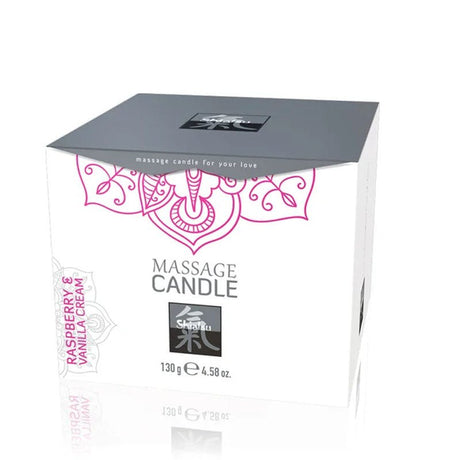 Buy Shiatsu Massage Candle - Raspberry & Vanilla Cream Scented - 130 gram – Naughtyhut NZ sex toys online. Discreet delivery & top brands.