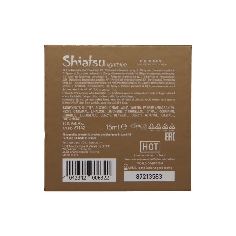 Buy Shiatsu Pheromone Eau De Parfum Men - Light Blue - Pheromone Fragrance for Men - 15 ml – Naughtyhut NZ sex toys online. Discreet delivery & top brands.