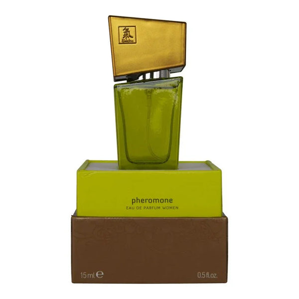 Lime green pheromone perfume for women, 15ml bottle with gold cap and box