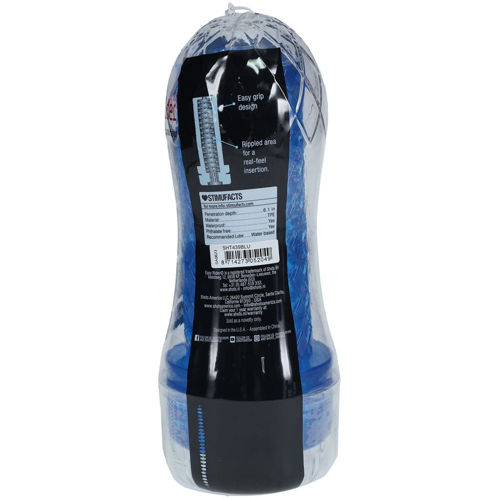 Buy SHOTS Easy Rider - Blue - Blue Vagina Stroker – Naughtyhut NZ sex toys online. Discreet delivery & top brands.