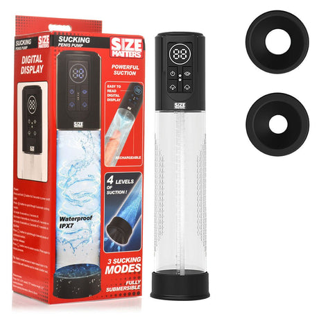 Buy Size Matters Sucking Penis Pump - Clear USB Rechargeable Penis Pump – Naughtyhut NZ sex toys online. Discreet delivery & top brands.