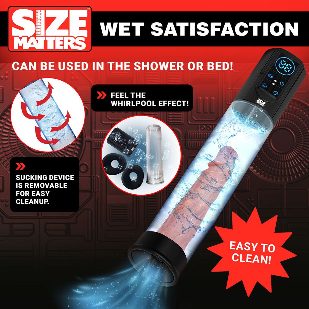 Buy Size Matters Sucking Penis Pump - Clear USB Rechargeable Penis Pump – Naughtyhut NZ sex toys online. Discreet delivery & top brands.