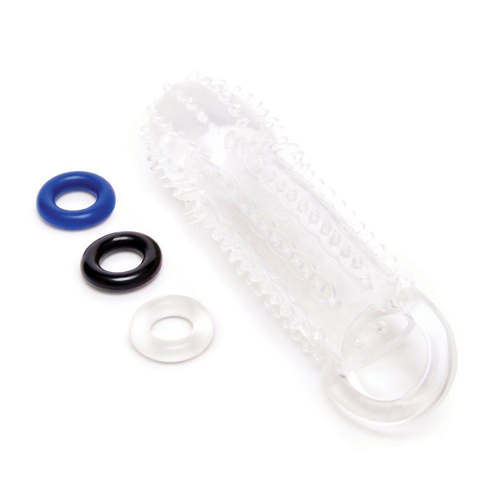 Size Up 1.5 Inch See - Thru Stretch Penis Extender - Clear 3.8 cm (1.5'') Penis Extension Sleeve – Sex toys NZ by Naughtyhut. Discreet delivery nationwide.