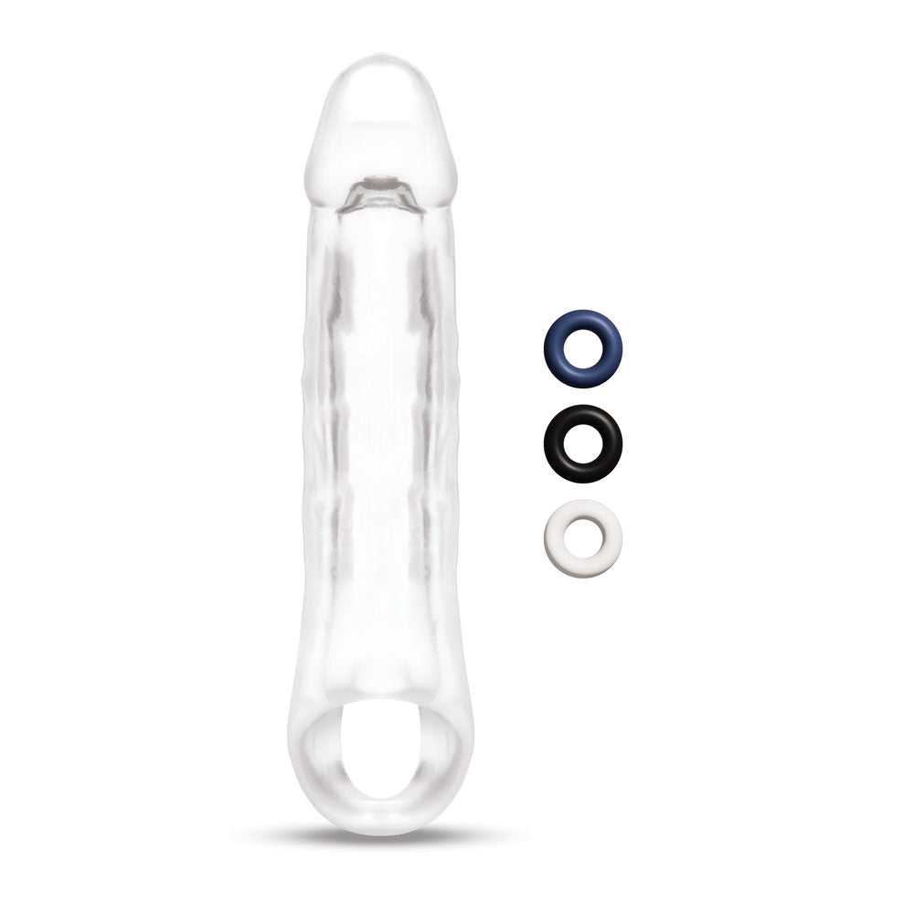 Buy Size Up 2 Inch See - Thru Penis Extender with Ball Loop - Clear 5 cm (2'') Penis Extension Sleeve – Naughtyhut NZ sex toys online. Discreet delivery & top brands.