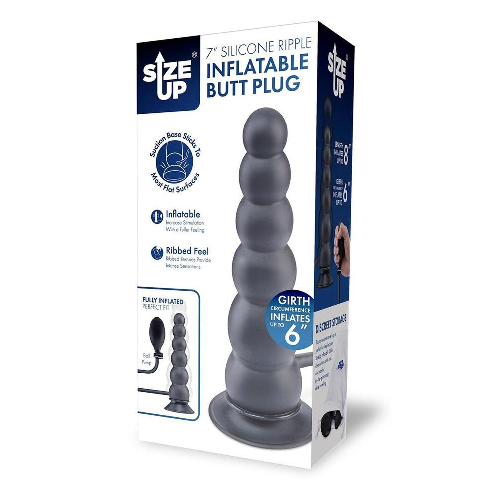Size Up 7 Inch Ripple Inflatable Butt Plug - Black 20.3 cm Inflatable Butt Plug – Sex toys NZ by Naughtyhut. Discreet delivery nationwide.