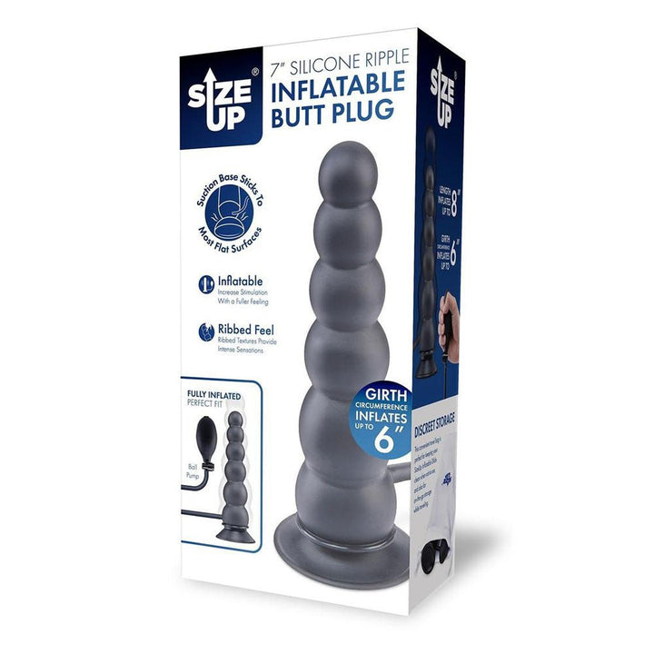 Size Up 7 Inch Ripple Inflatable Butt Plug - Black 20.3 cm Inflatable Butt Plug – Sex toys NZ by Naughtyhut. Discreet delivery nationwide.