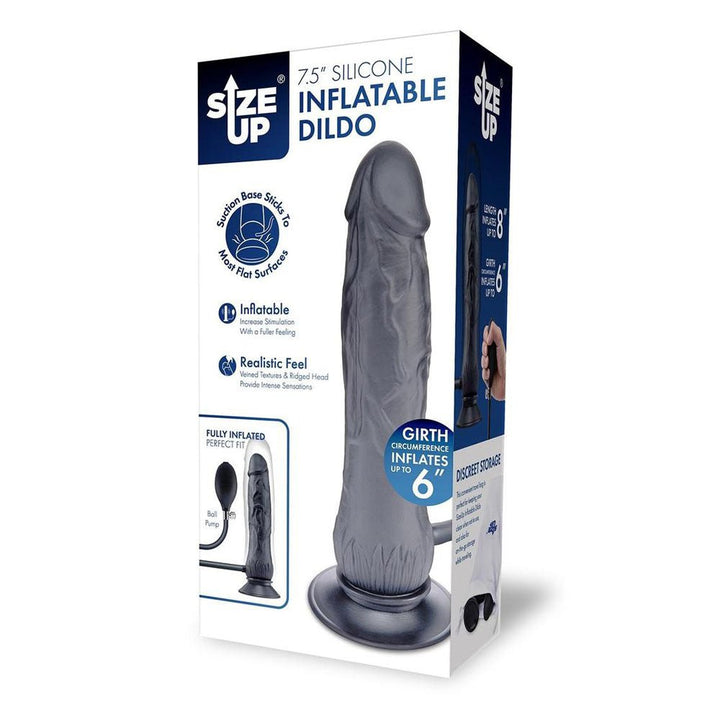 Size Up 7.5 Inch Inflatable Dildo with Balls - Black 20.3 cm Inflatable Dong – Sex toys NZ by Naughtyhut. Discreet delivery nationwide.
