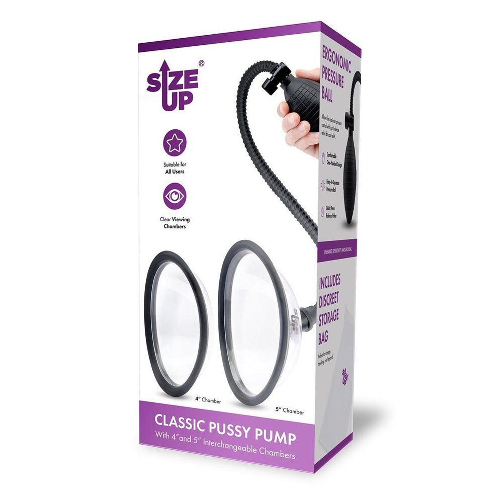 Size Up Classic Pussy Pump with 2 Chambers - Vagina Pump with 2 Interchangeable Chambers – Sex toys NZ by Naughtyhut. Discreet delivery nationwide.