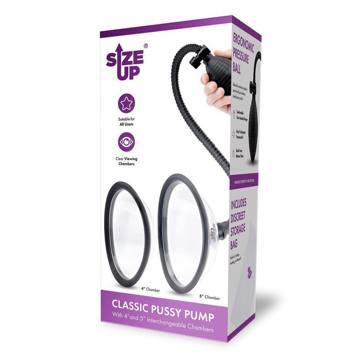 Size Up Classic Pussy Pump with 2 Chambers - Vagina Pump with 2 Interchangeable Chambers – Sex toys NZ by Naughtyhut. Discreet delivery nationwide.